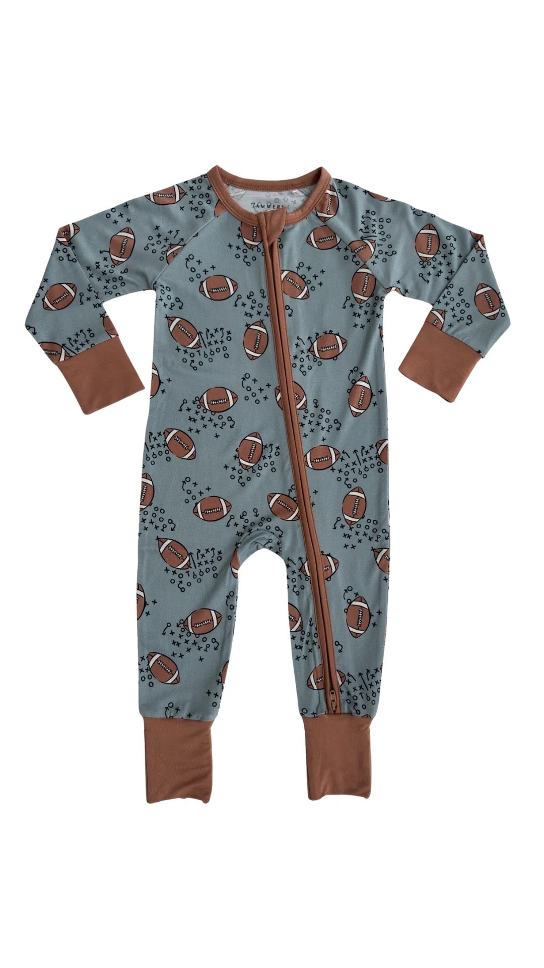 In My Jammers Green Football Zipper Romper