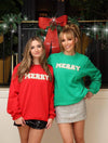 Lola + The Boys Women's Green Merry Pearl Sweatshirt