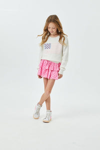Theme Tiegan White American Flag Sweater