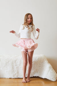 Theme Willow Pastel Pink Ditsy Satin Skort