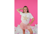 Paper Flower Rhinestone Star T-Shirt | Gardenia