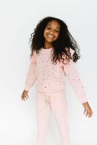 Lola + The Boys Rainbow Crystal Ruffle Jogger Set