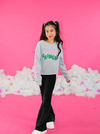 Paper Flower Sequins Feeling Grinchy Sweatshirt | Heather Gray