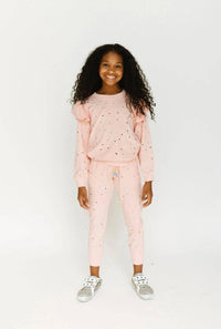 Lola + The Boys Rainbow Crystal Ruffle Jogger Set