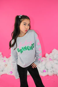 Paper Flower Sequins Feeling Grinchy Sweatshirt | Heather Gray