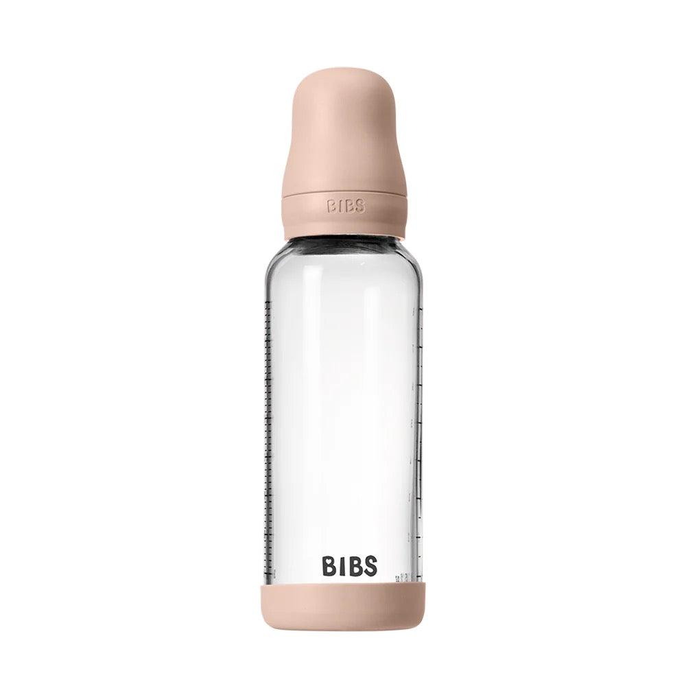 BIBS Baby Glass Bottle Complete Set 225ml (8 oz) | Natural Rubber Latex Nipple