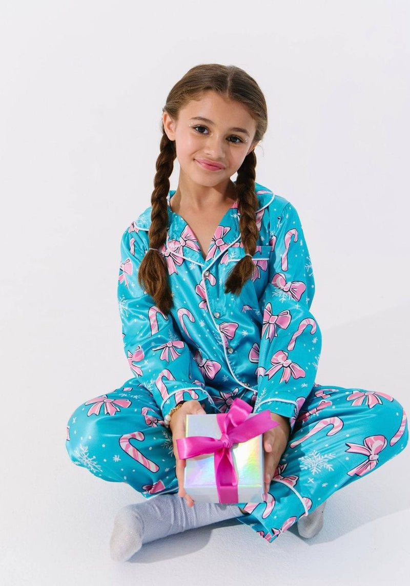 Lola + The Boys Candy Cane Silky Set