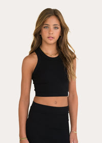 Kaveah Ribbed Racerback | Black