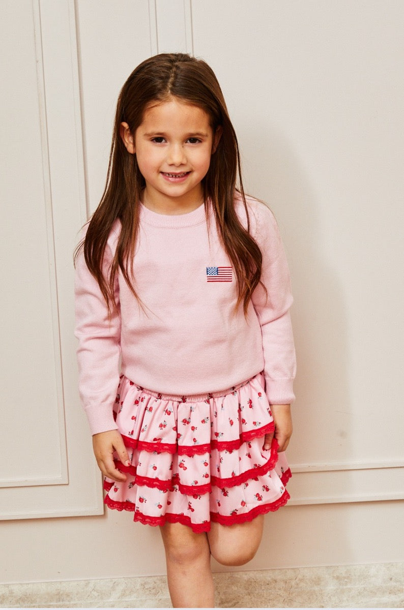 Theme Tiegen American Flag Pink Sweater