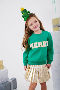 Lola + The Boys Green Merry Pearl Sweatshirt