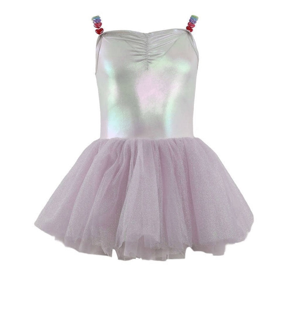 Shiny Hologram Tulle Swim Dress Lavender