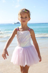 Shiny Hologram Tulle Swim Dress Lavender