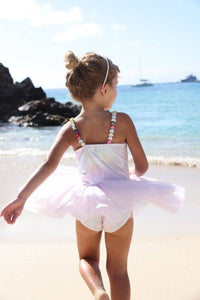 Shiny Hologram Tulle Swim Dress Lavender