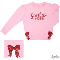 Santa's Favorite in Sequin on Pink Holly Christmas