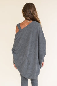 Kaveah Rib Batwing Cardigan | Charcoal