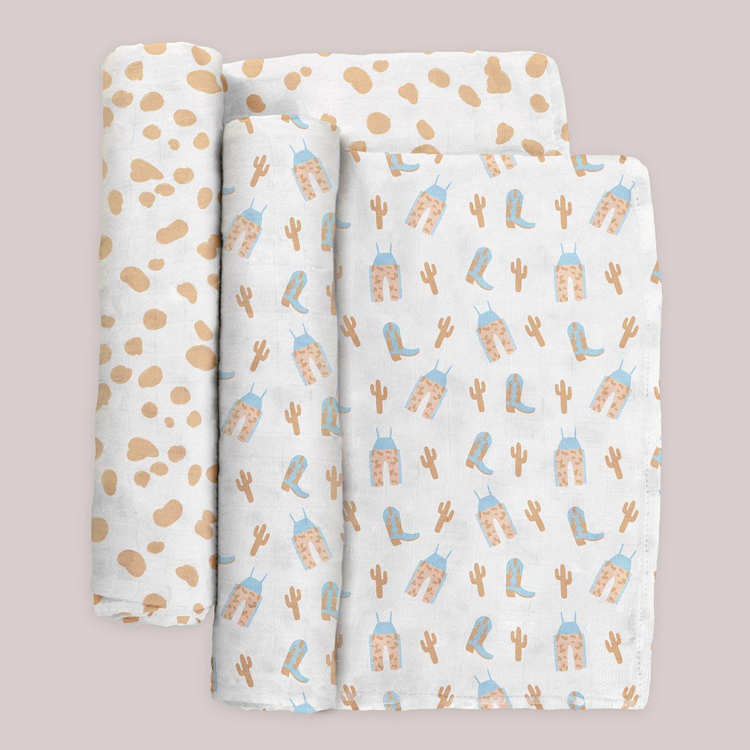 Jujube 2-Pack Square Swaddle Blanket Set | Howdy Partner Blue