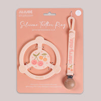 Jujube Silicone Teether Ring & Detachable Clip | Cherry Cute by Doodle By Meg