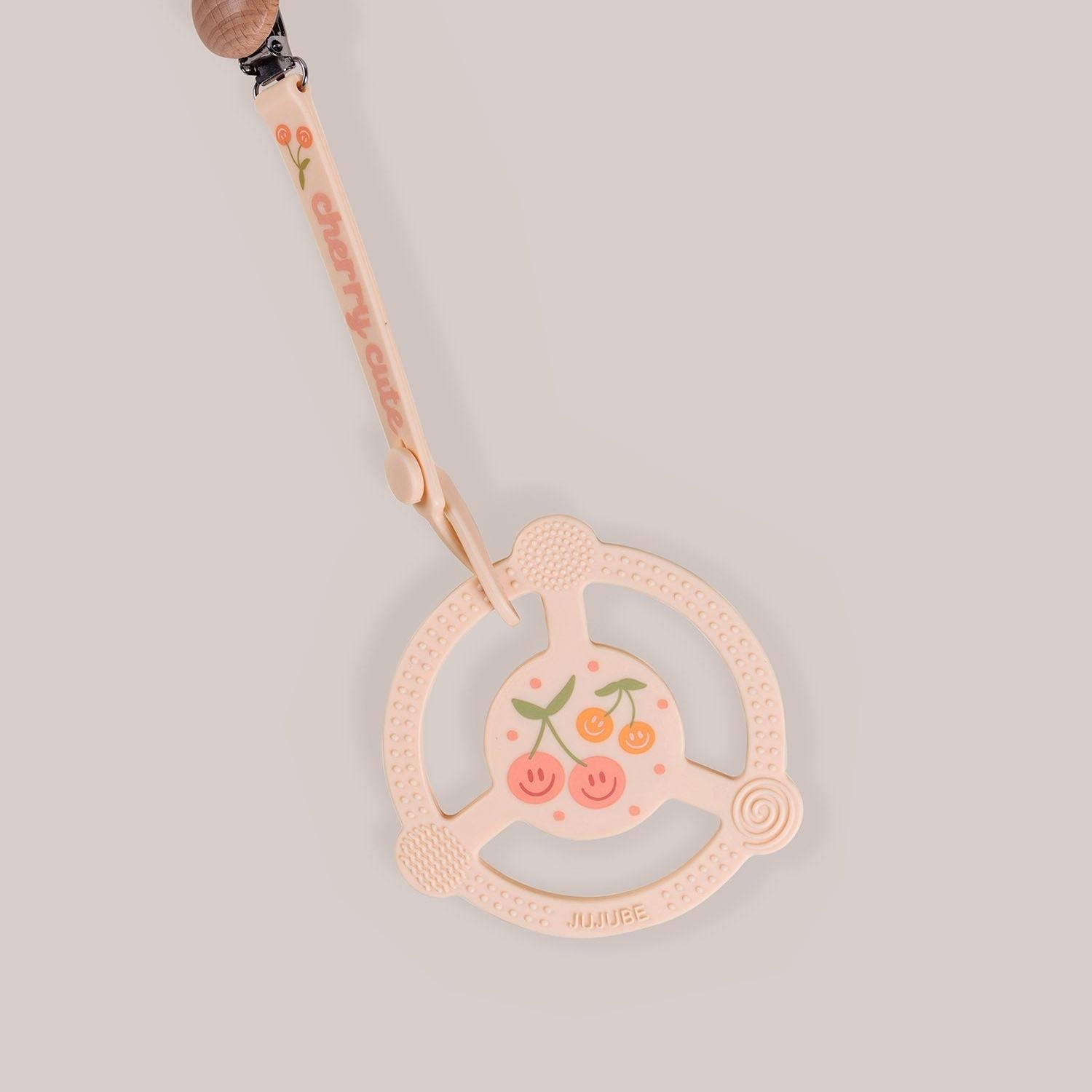 Jujube Silicone Teether Ring & Detachable Clip | Cherry Cute by Doodle By Meg