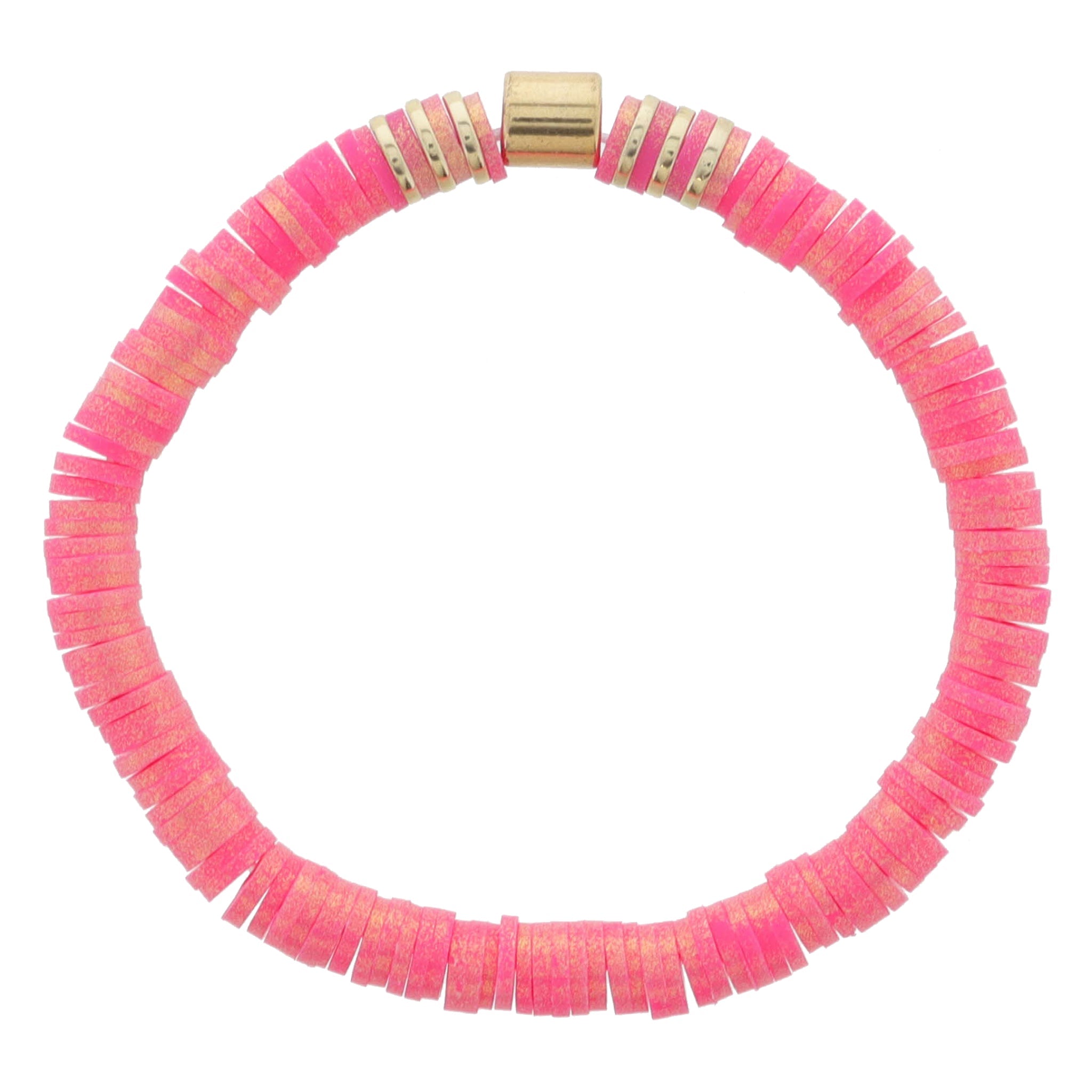 Jane Marie Kids Hot Pink Iridescent Rubber Sequins with Gold Bead Accents Bracelet