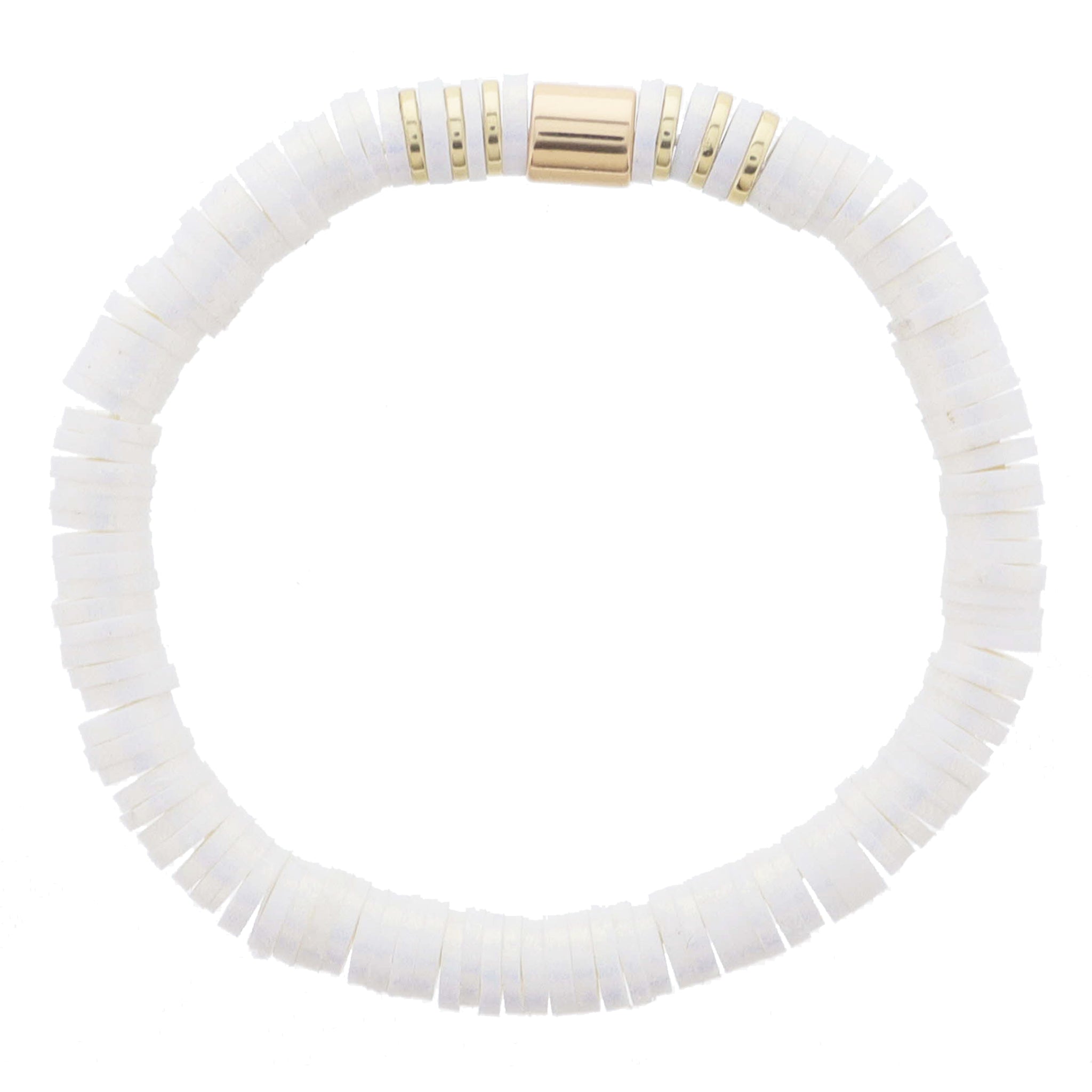 Jane Marie Kids White Iridescent Rubber Sequins with Gold Bead Accents Bracelet