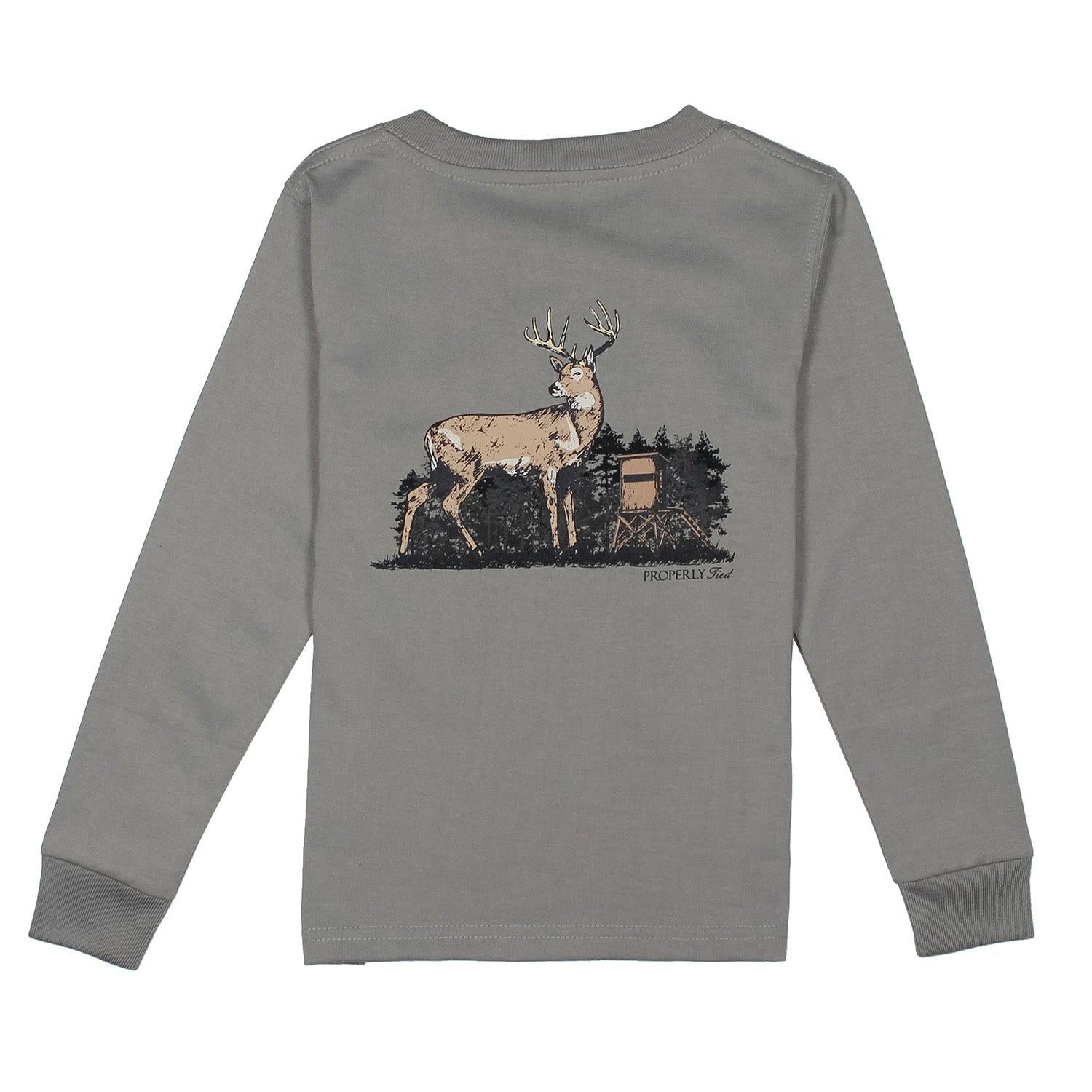 Properly Tied Boys Deer Season Long Sleeve | Battleship Grey