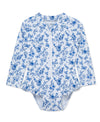 Little Me Blue Floral One-Piece Rashguard Swimsuit