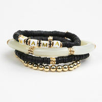 Le La Lo Mama Tubular Beaded Bracelet Set | Ladies Black