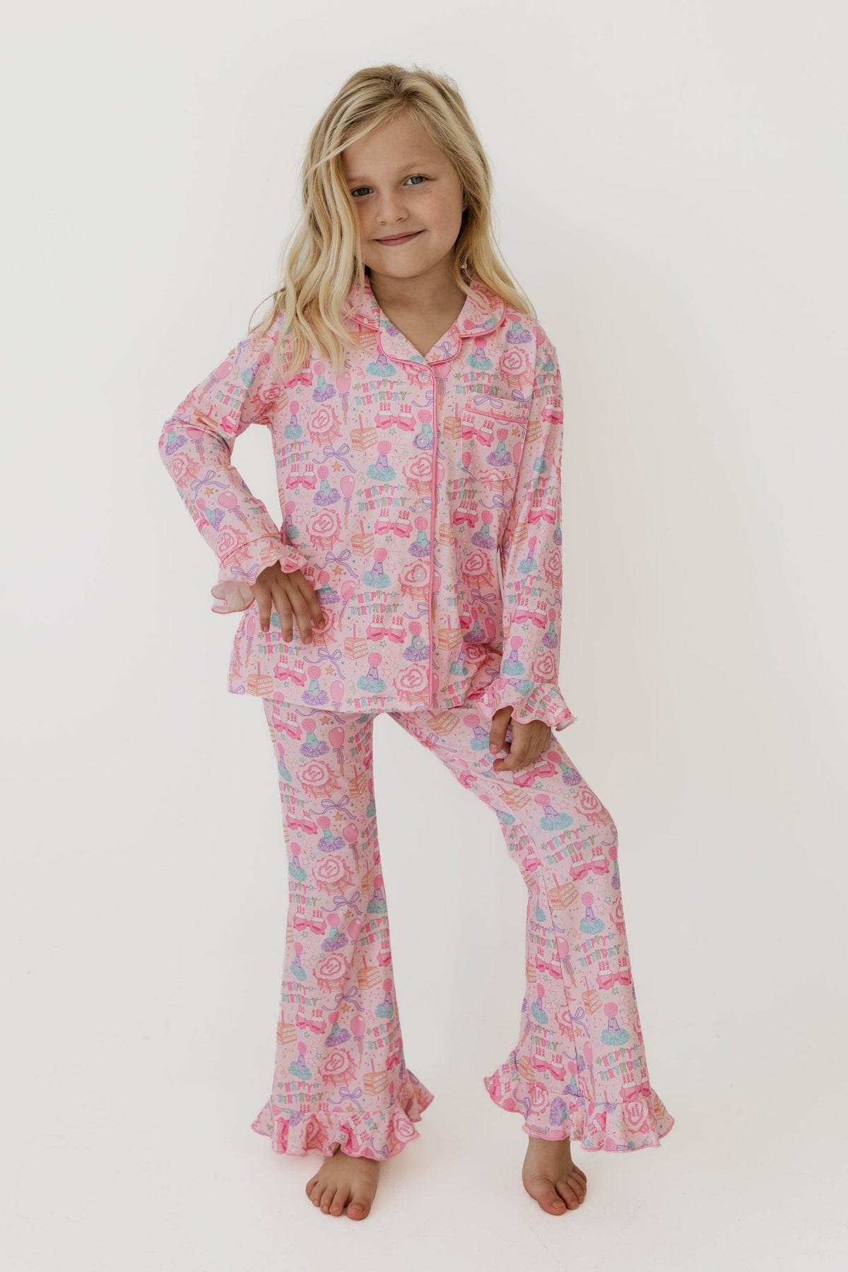 In My Jammers Birthday Girl Girls' Long Sleeve Ruffle Flare Set - Baby Biz