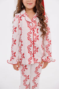 In My Jammers Vintage Bows and Blossoms Girls' Long Sleeve Ruffle Flare Set