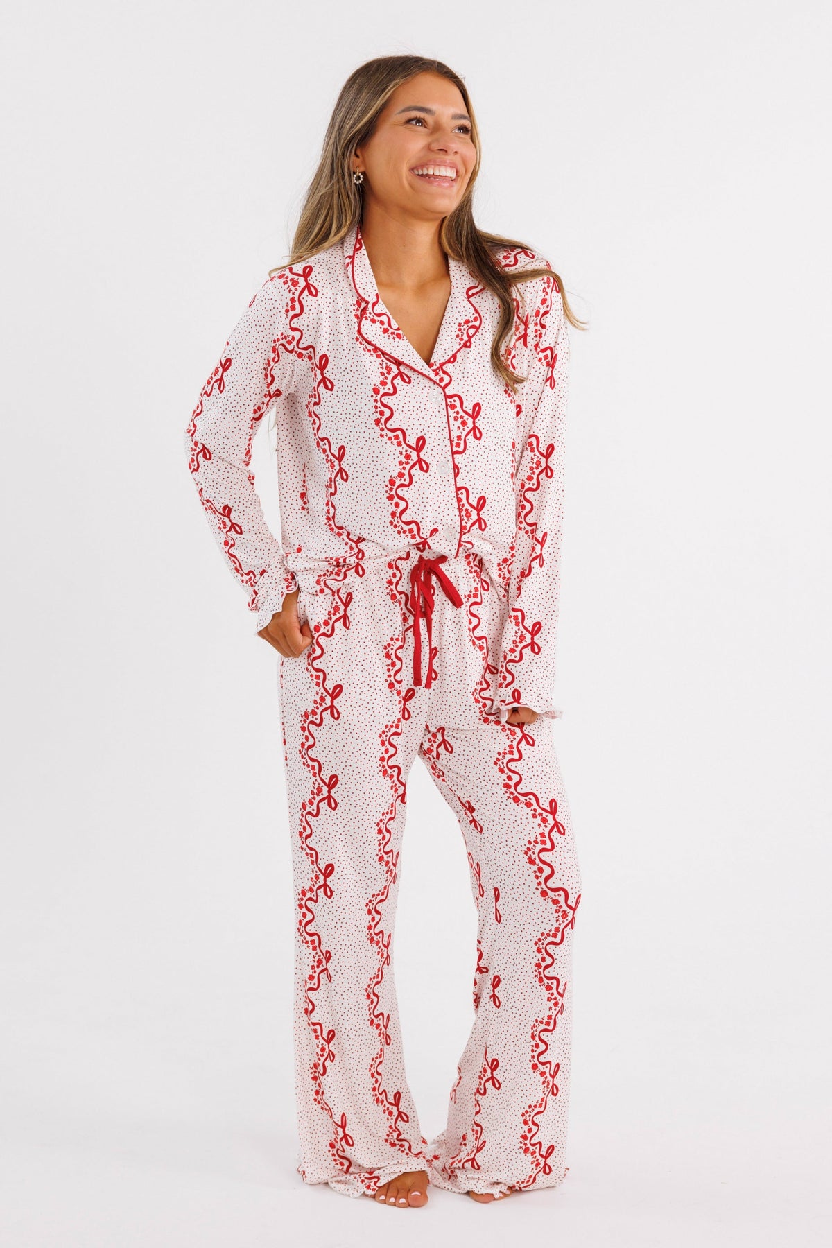 In My Jammers Vintage Bows and Blossoms Women's Long Sleeve Ruffle Set