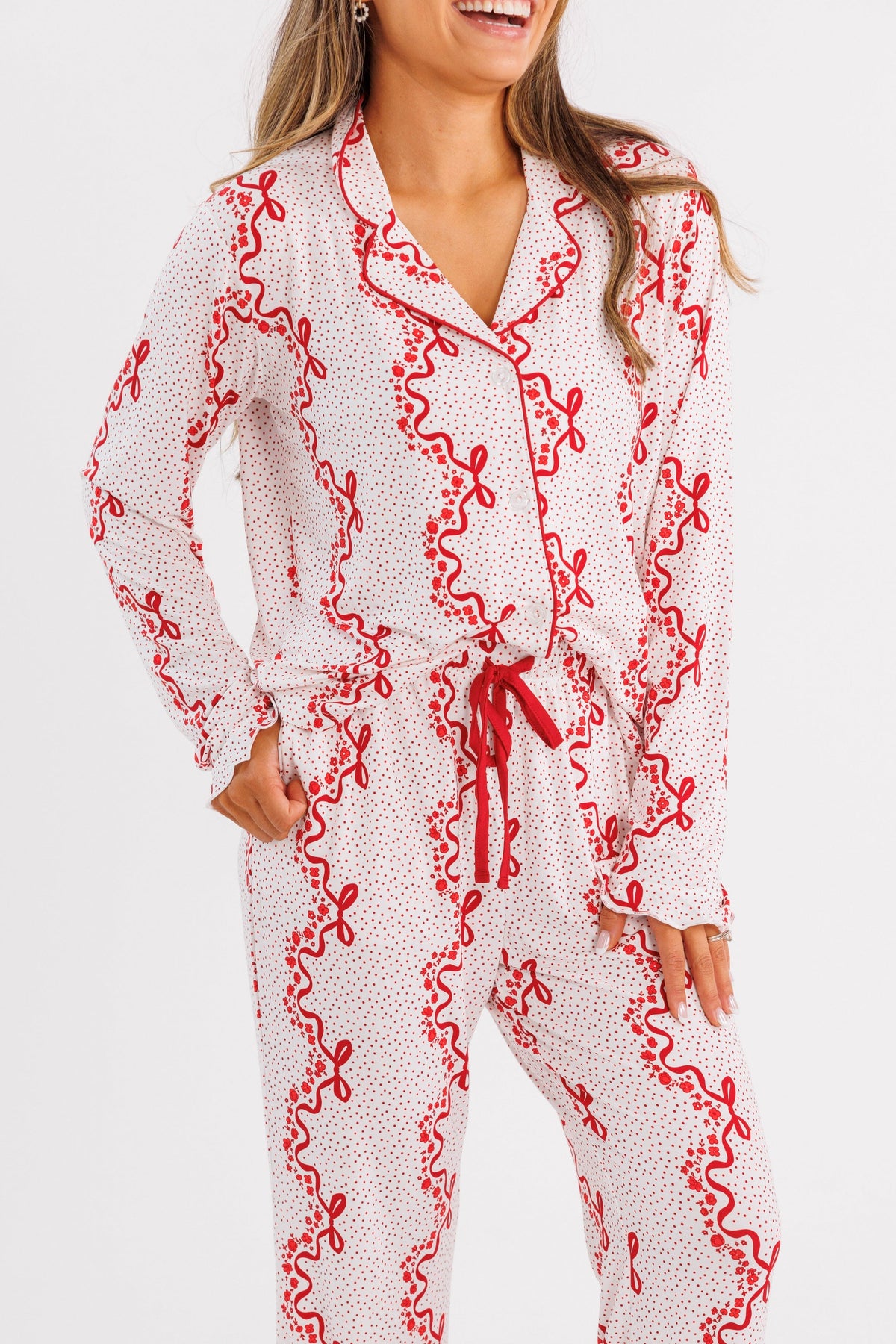 In My Jammers Vintage Bows and Blossoms Women's Long Sleeve Ruffle Set