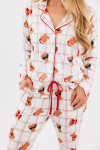In My Jammers Cozy Christmas Bears Women's Long Sleeve Ruffle Set