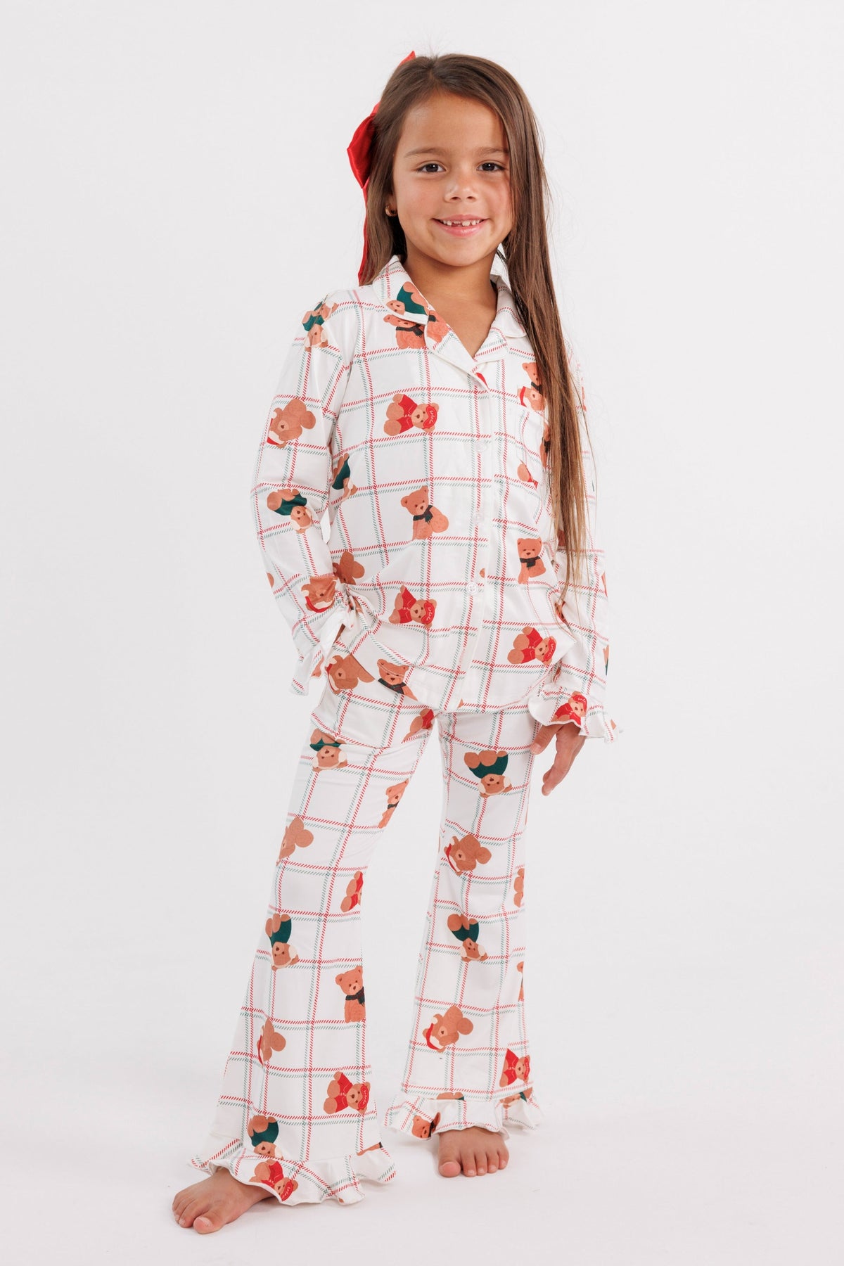 In My Jammers Cozy Christmas Bears Girls' Long Sleeve Ruffle Flare Set