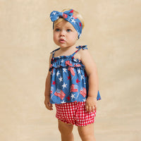Posh Peanut Sam Bow Strap Ruffled Top Bummie Set