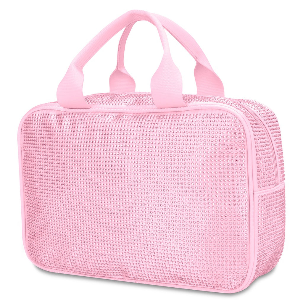 Iscream Pink Rhinestone Large Cosmetic Bag