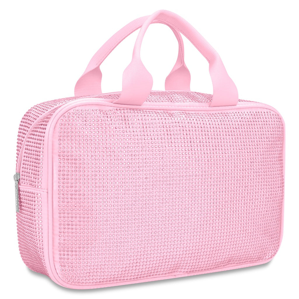 Iscream Pink Rhinestone Large Cosmetic Bag