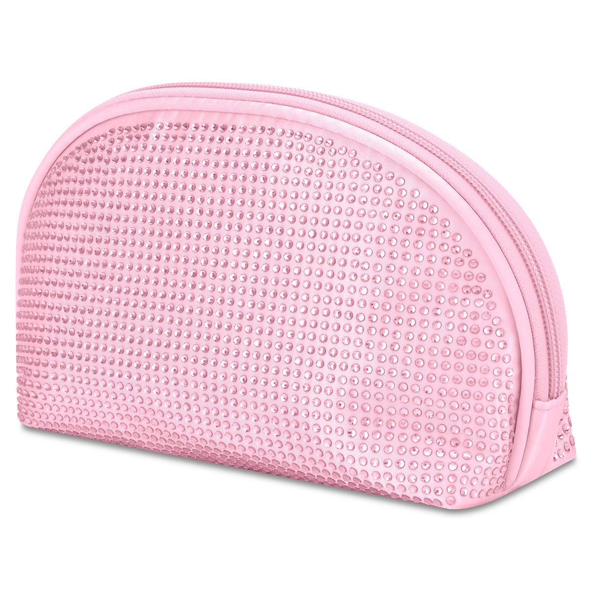 Iscream Pink Rhinestone Oval Cosmetic Bag