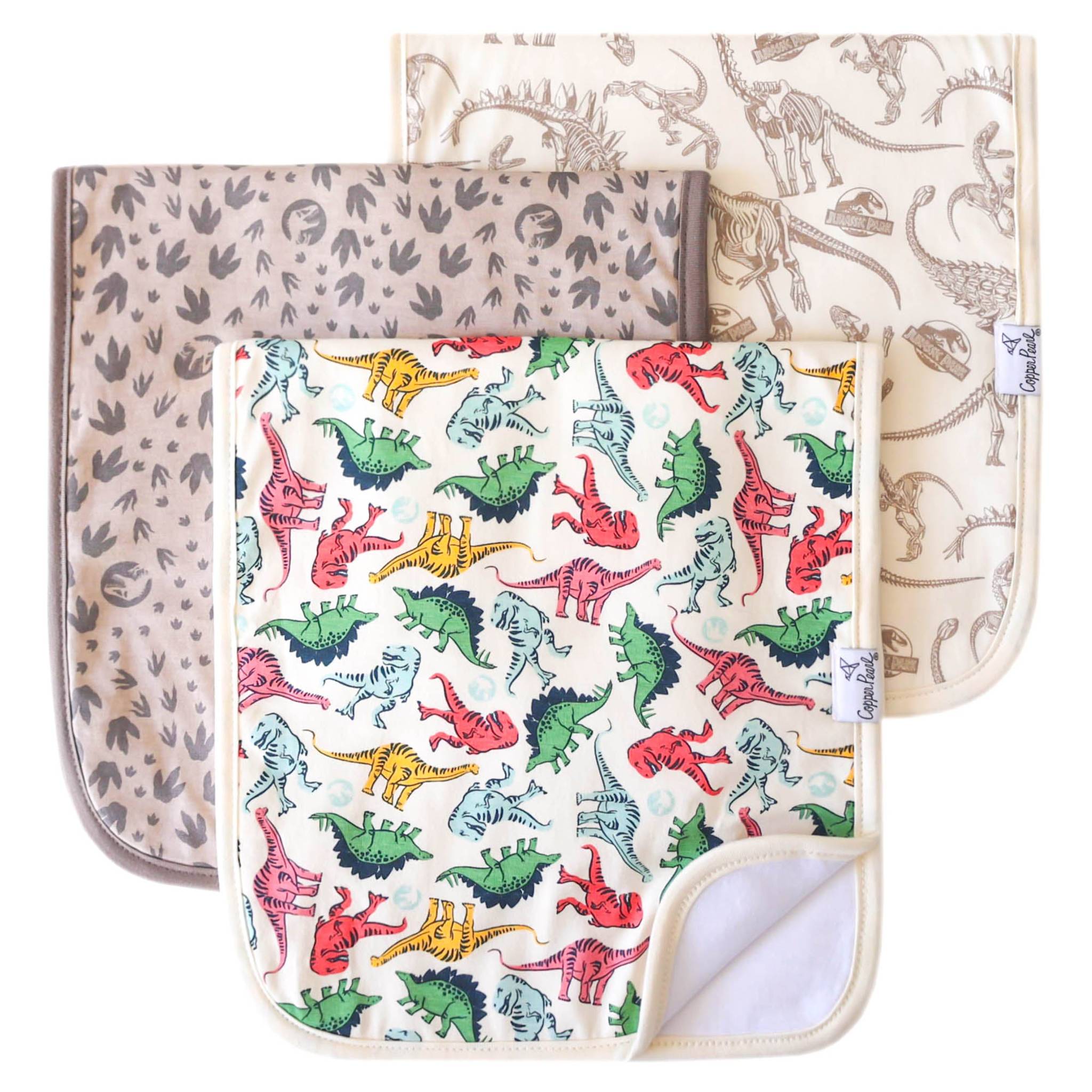 Copper Pearl 3 Pack Premium Burp Cloths | Jurassic Park