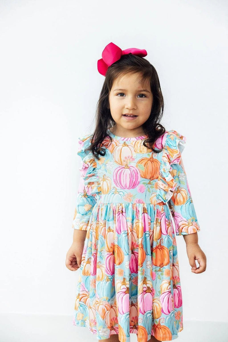 Mila & Rose Preppy Pumpkins Ruffle Twirl Dress - Baby Biz
