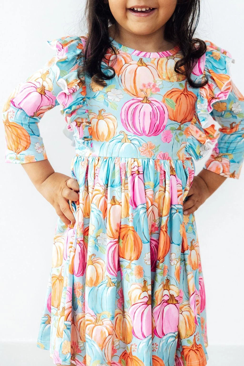 Mila & Rose Preppy Pumpkins Ruffle Twirl Dress