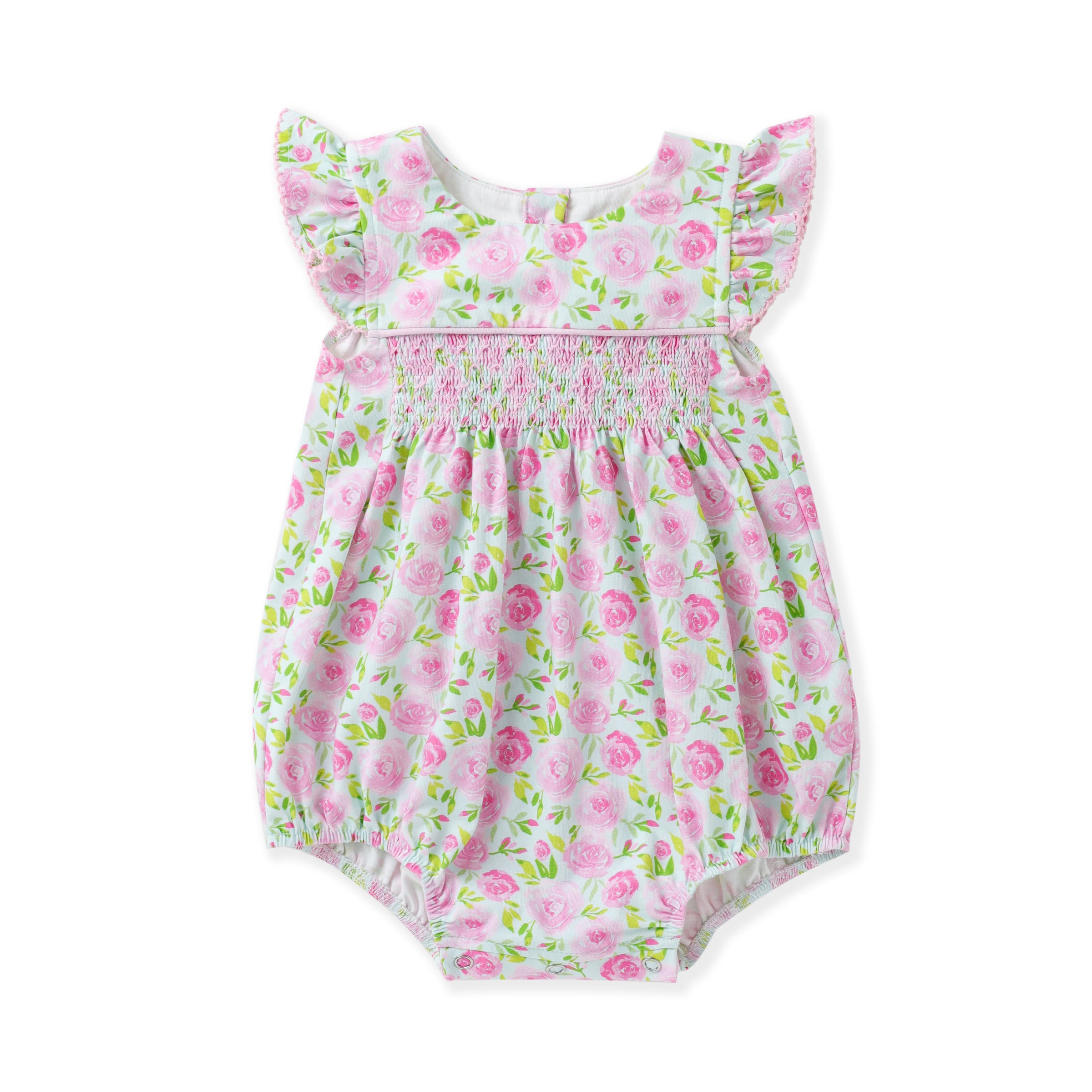 Pink Posies Smocked Bubble