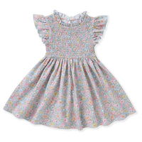 Watercolor Garden Smock Flutter Dress