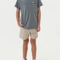 Burlebo Youth Everyday Short | Light Khaki | American Flag Pocket