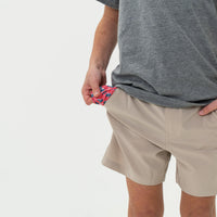 Burlebo Youth Everyday Short | Light Khaki | American Flag Pocket