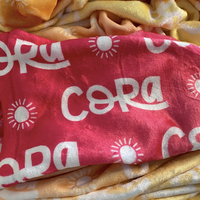 Sugar + Maple Plush Minky Fleece Personalized Blanket | Sun Icon Repeating Name
