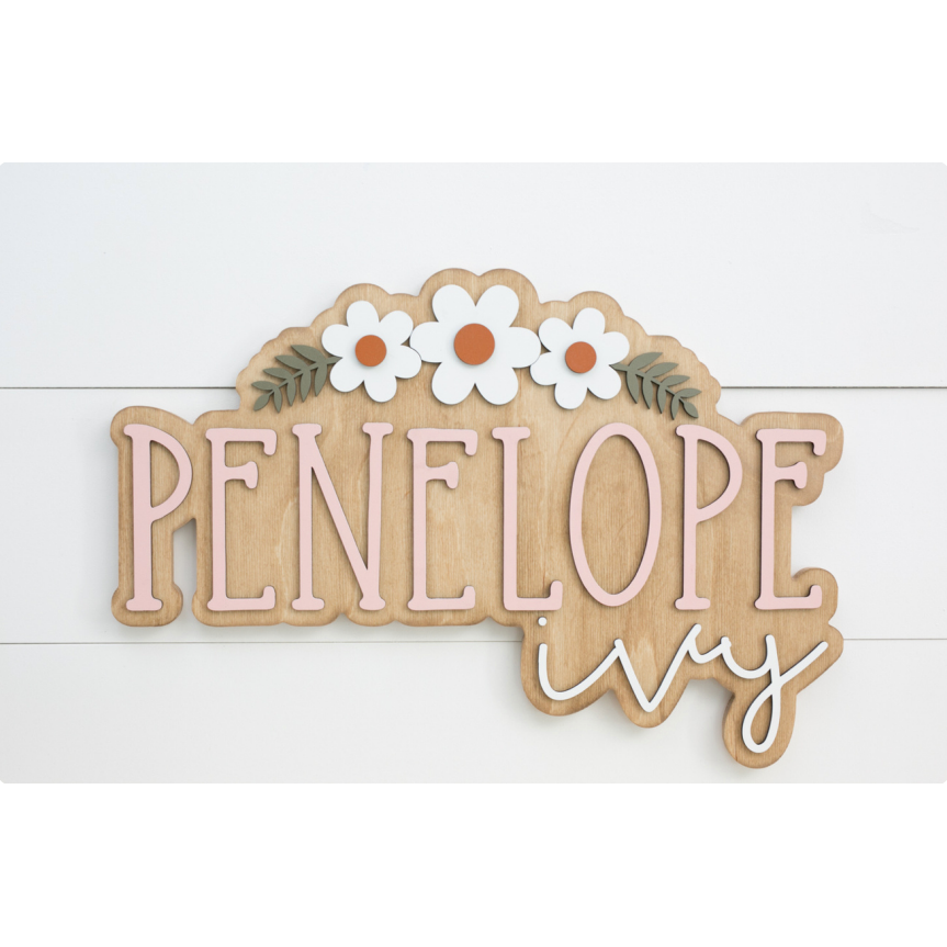 Sugar + Maple Bubble Flower Wood Sign