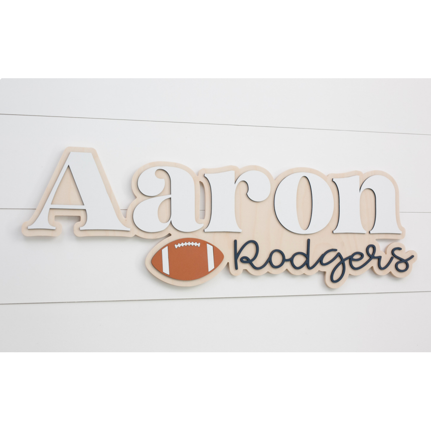Sugar + Maple Bubble Football Wood Sign