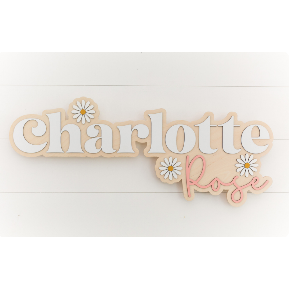 Sugar + Maple Bubble Daisy Wood Sign