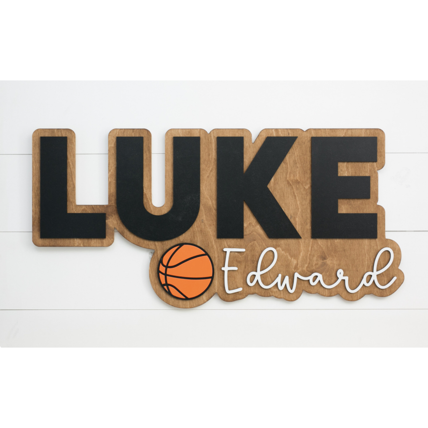 Sugar + Maple Bubble Basketball Wood Sign