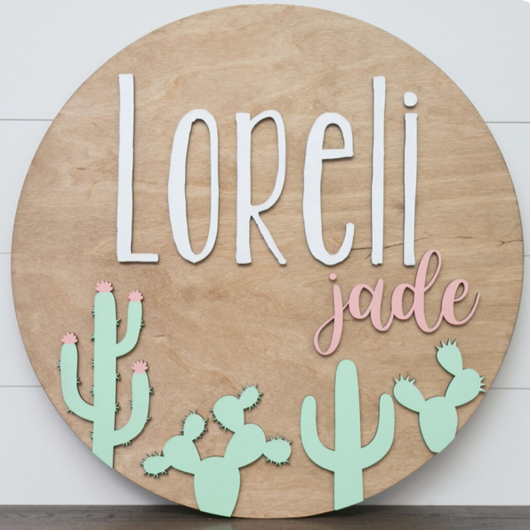 Sugar + Maple Round Sign | Cactus